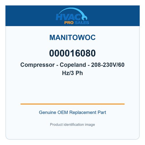 Manitowoc 000016080 Compressor - Copeland - 208-230V/60 Hz/3 Ph