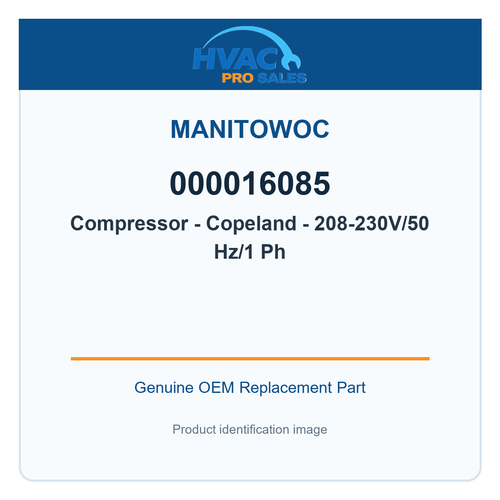 Manitowoc 000016085 Compressor - Copeland - 208-230V/50 Hz/1 Ph