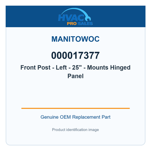 Manitowoc 000017377 Front Post - Left - 25" - Mounts Hinged Panel