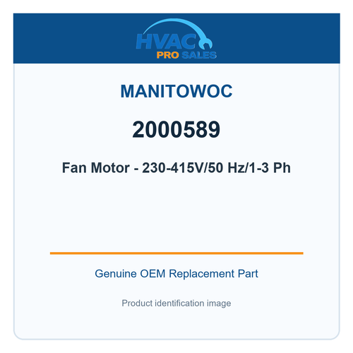 Manitowoc 2000589 Fan Motor - 230-415V/50 Hz/1-3 Ph