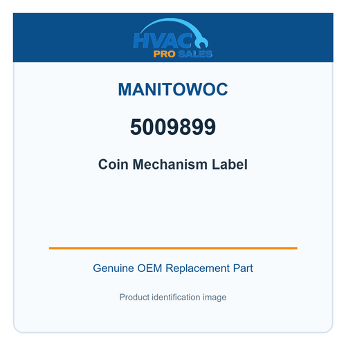 Manitowoc 5009899 Coin Mechanism Label