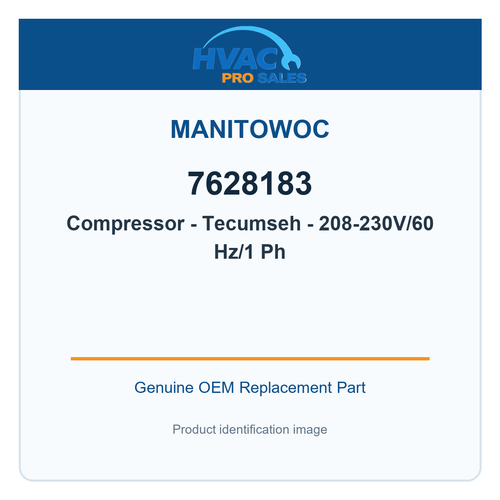 Manitowoc 7628183 Compressor - Tecumseh - 208-230V/60 Hz/1 Ph