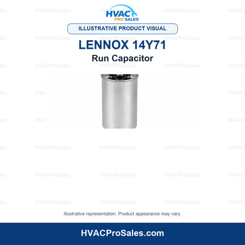 Illustrative visual of Lennox 14Y71 Run Capacitor; product appearance may vary