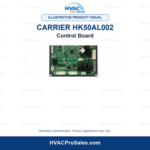 Illustrative visual of Carrier HK50AL002 Control Board; product appearance may vary