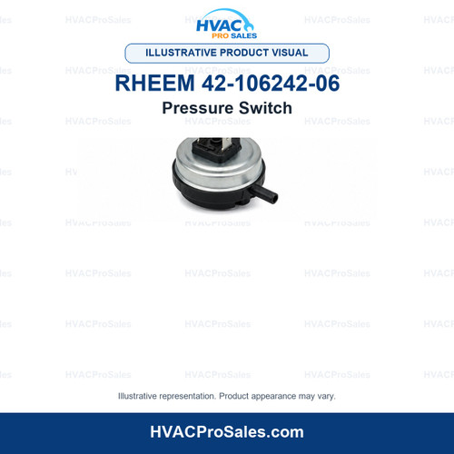 Illustrative visual of Rheem 42-106242-06 Pressure Switch; product appearance may vary