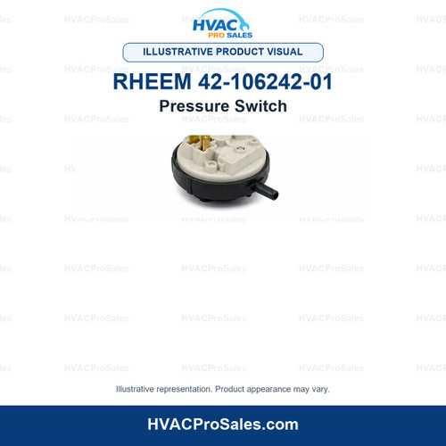 Illustrative visual of Rheem 42-106242-01 Pressure Switch; product appearance may vary