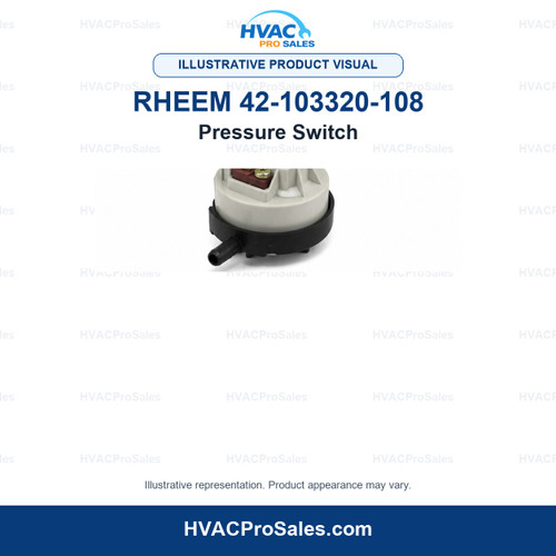 Illustrative visual of Rheem 42-103320-108 Pressure Switch; product appearance may vary