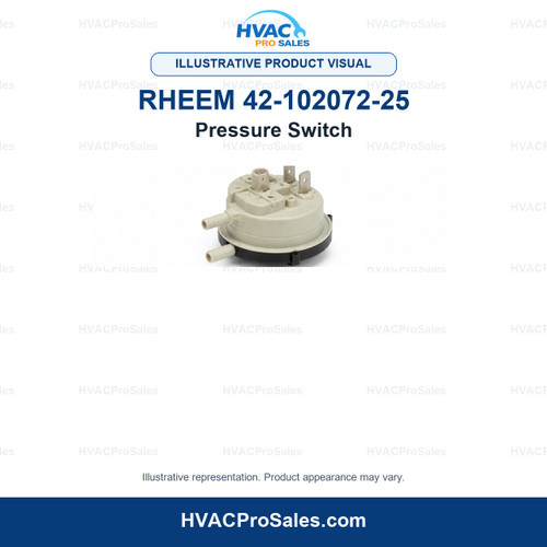 Illustrative visual of Rheem 42-102072-25 Pressure Switch; product appearance may vary