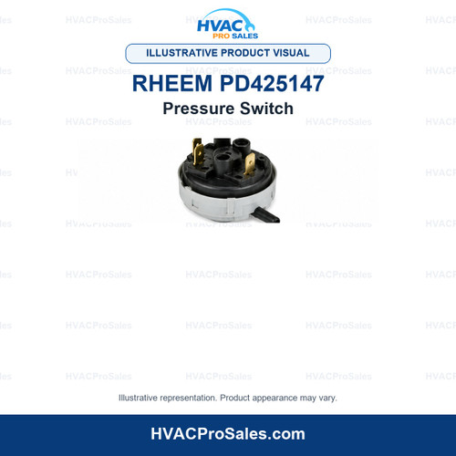 Illustrative visual of Rheem PD425147 Pressure Switch; product appearance may vary