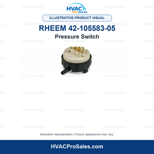 Illustrative visual of Rheem 42-105583-05 Pressure Switch; product appearance may vary