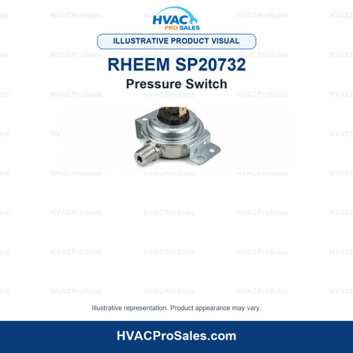 Illustrative visual of Rheem SP20732 Pressure Switch; product appearance may vary