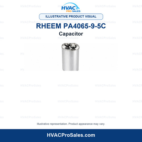 Illustrative visual of Rheem PA4065-9-5C Capacitor; product appearance may vary