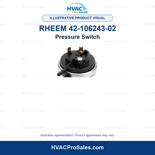 Illustrative visual of Rheem 42-106243-02 Pressure Switch; product appearance may vary