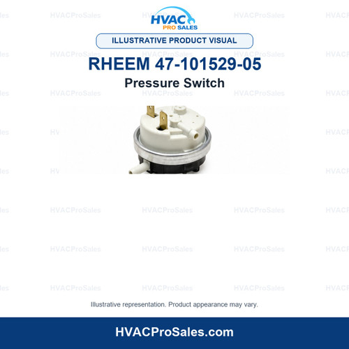 Illustrative visual of Rheem 47-101529-05 Pressure Switch; product appearance may vary