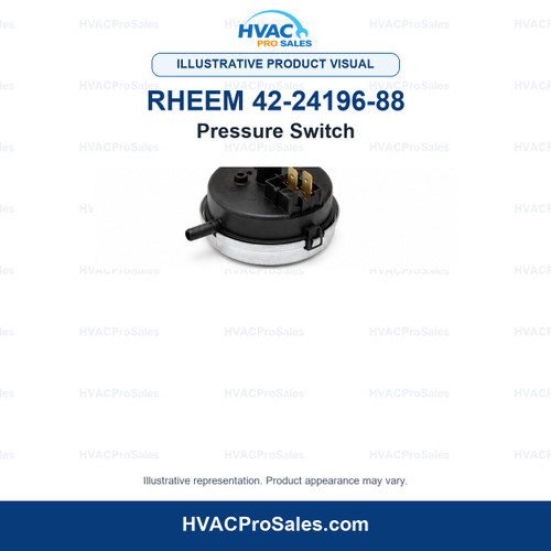 Illustrative visual of Rheem 42-24196-88 Pressure Switch; product appearance may vary
