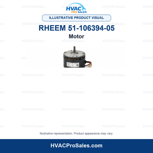 Illustrative visual of Rheem 51-106394-05 Motor; product appearance may vary