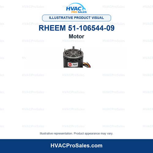 Illustrative visual of Rheem 51-106544-09 Motor; product appearance may vary