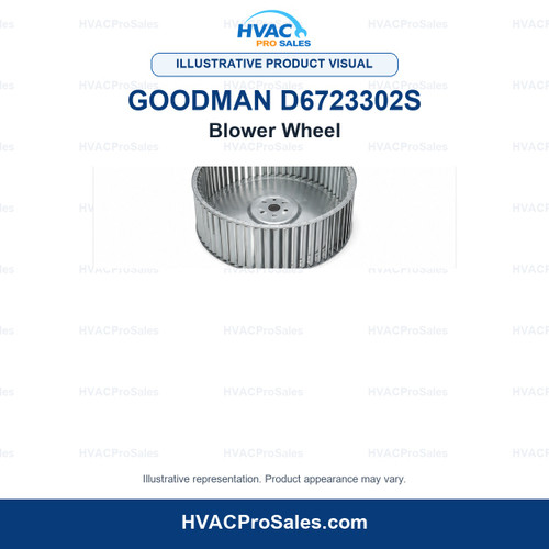 Illustrative visual of Goodman D6723302S Blower Wheel; product appearance may vary
