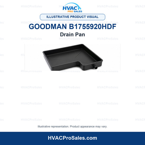 Illustrative visual of Goodman B1755920HDF Drain Pan; product appearance may vary