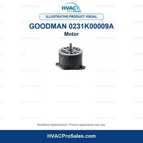 Illustrative visual of Goodman 0231K00009A Motor; product appearance may vary