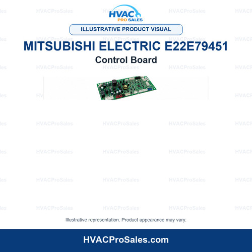Illustrative visual of Mitsubishi Electric E22E79451 Control Board; product appearance may vary