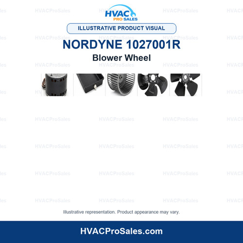 Illustrative visual of Nordyne 1027001R Blower Wheel; product appearance may vary