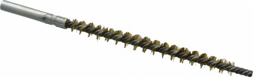 Schaefer Brush 43602 Double Stem/Single Spiral Tube Brush, 1/4 Inch Diameter, 4-1/2 Inch OAL, Brass Bristles