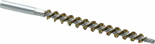 Schaefer Brush 43607 Double Stem/Single Spiral Tube Brush, 7/16 Inch Diameter, 6-1/4 Inch OAL, Brass Bristles, 12-24 Female