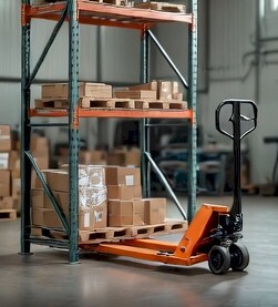 Material handling and facility equipment like carts, shelving, and storage bins.