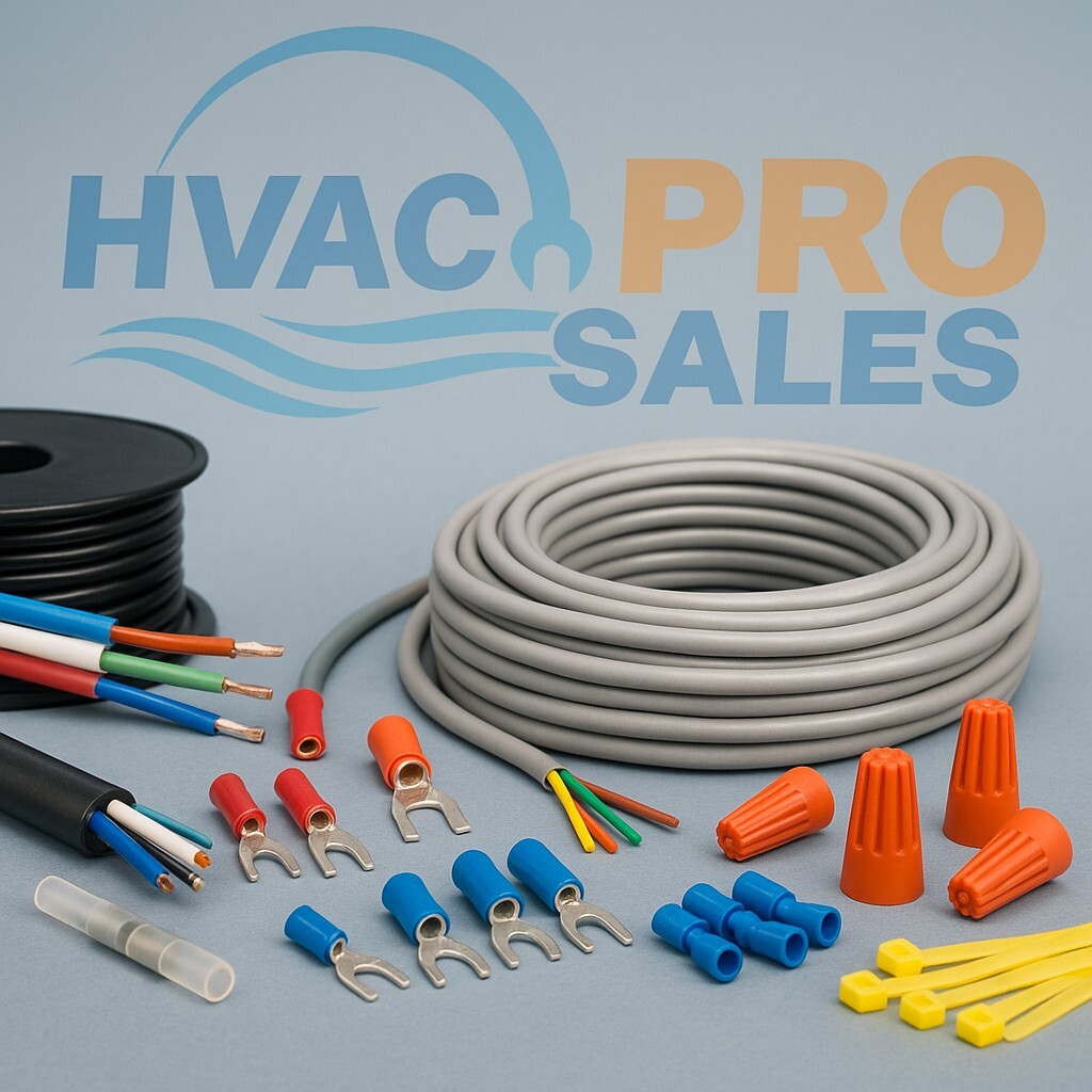 HVAC wiring and electrical connectors laid out for installation