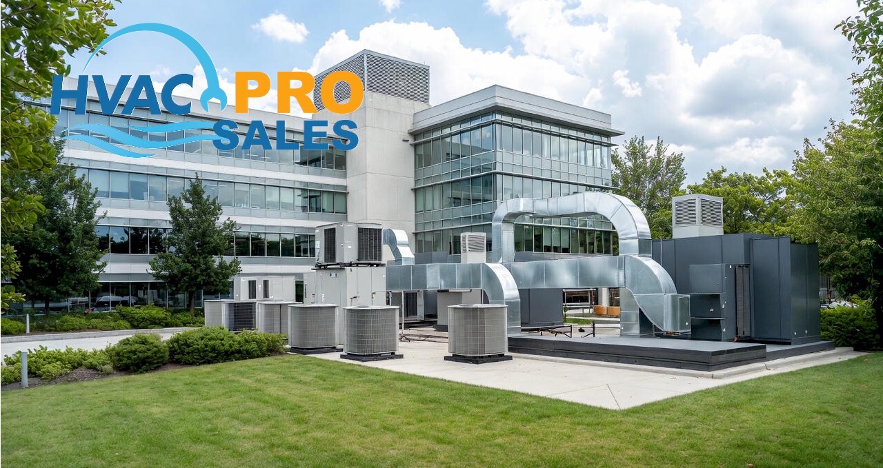 Commercial and specialty HVAC equipment installed on a commercial building