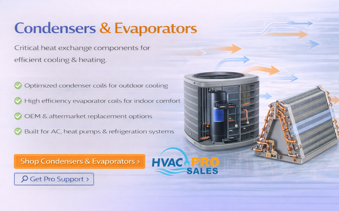 HVAC condensers and evaporators for air conditioning and refrigeration systems