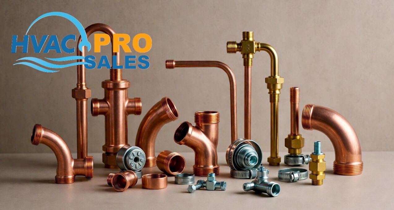 Copper HVAC tees and wyes for refrigerant line branching