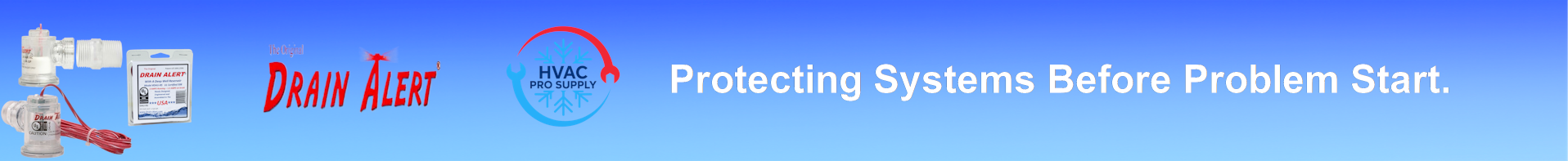 Drain Alert HVAC condensate overflow switches and drain monitoring systems — prevent water damage and system shutdowns