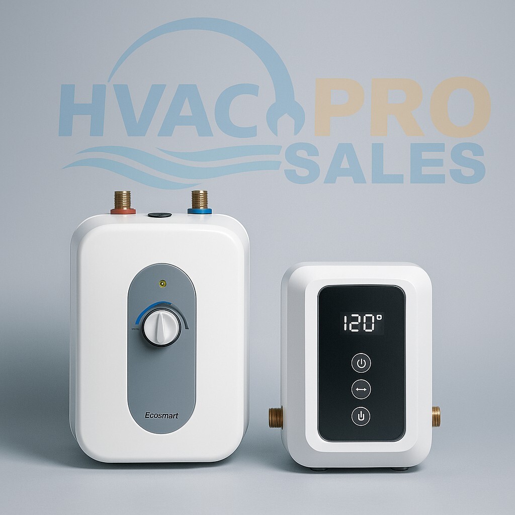 Electric mini tank water heater installed under a sink