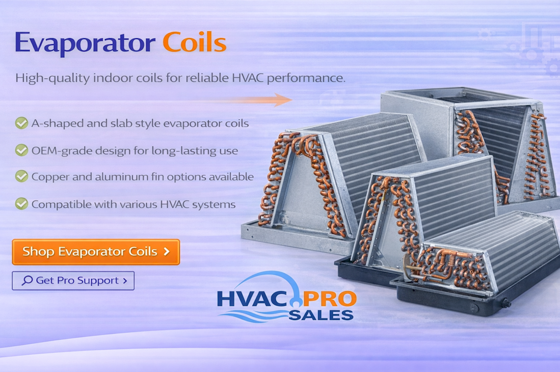 HVAC evaporator coils for air handlers and furnace applications
