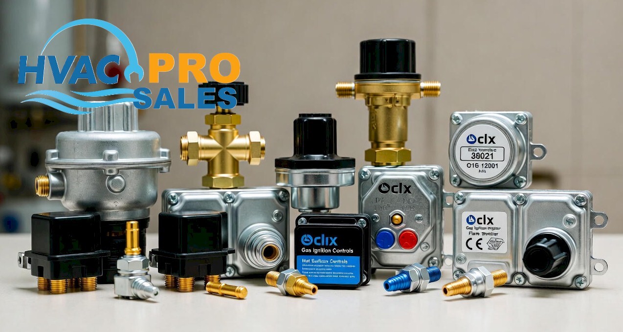 Gas ignition components including hot surface igniters, flame sensors and gas valves