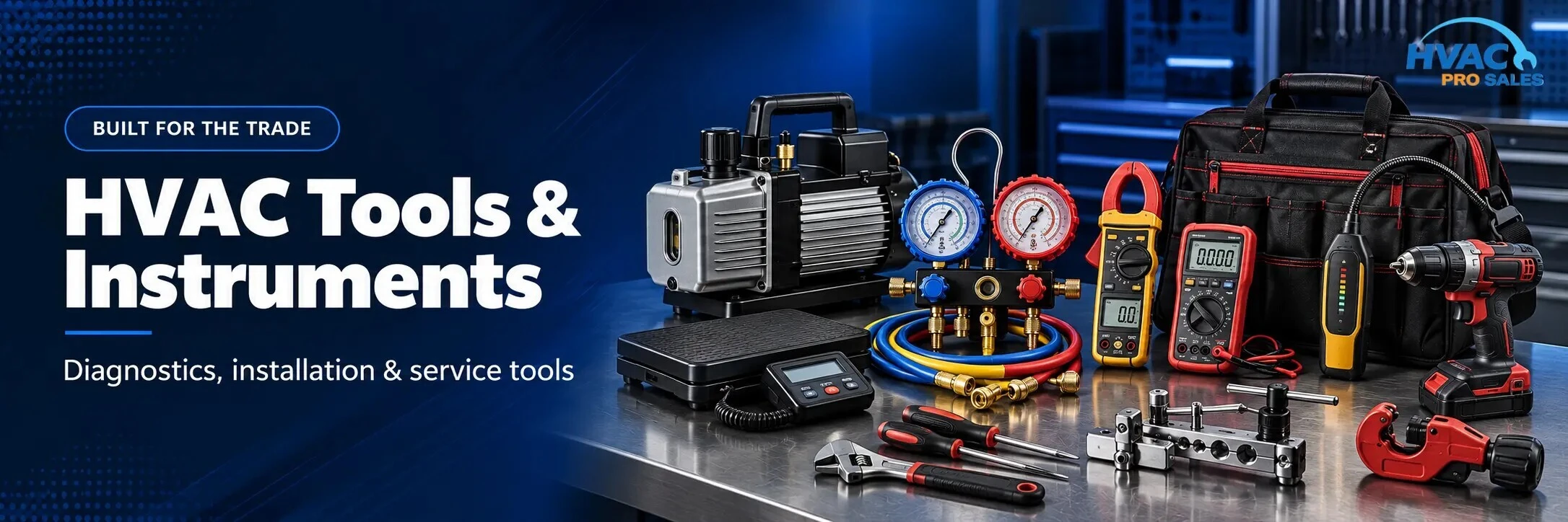 Professional HVAC tools and instruments for installation, diagnostics, and service