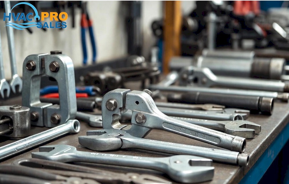 HVAC flaring and swaging tools expanding and shaping copper line set tubing