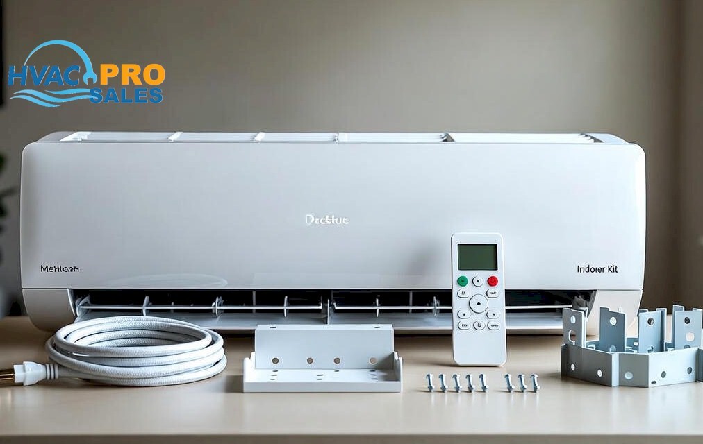 Mini split installation kit with line sets, flaring tools, torque wrench, and drain accessories