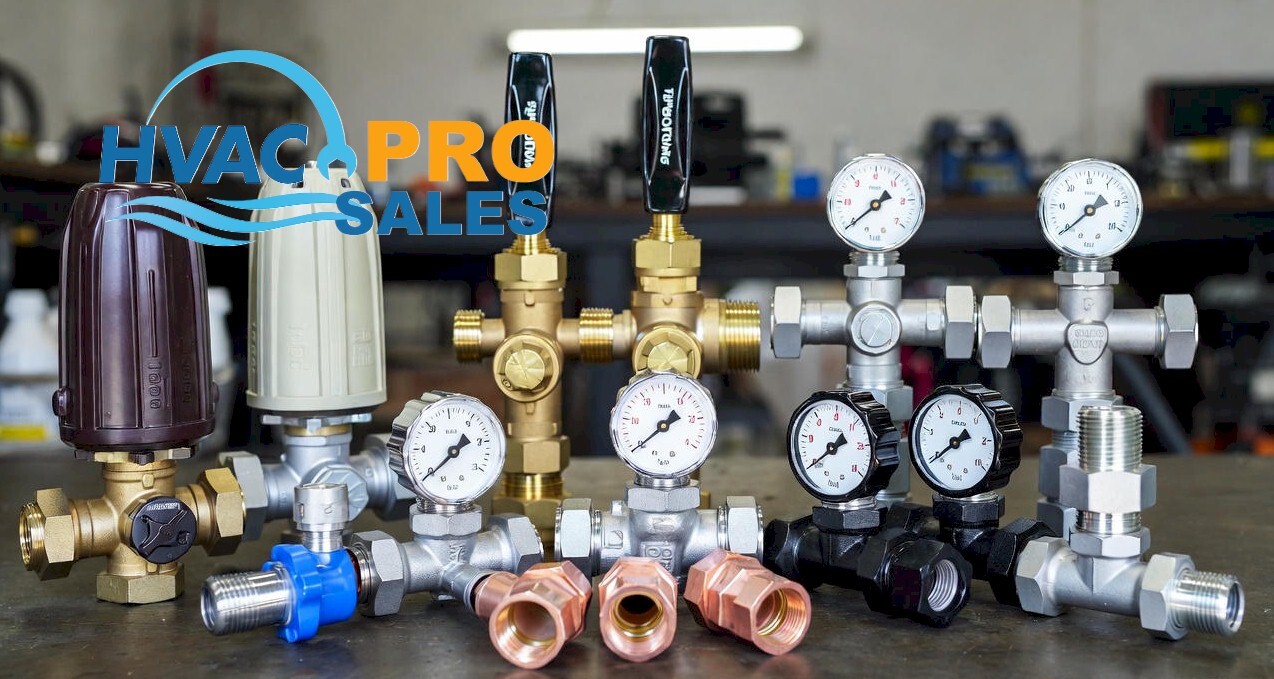 HVAC mixing valves and adapters for hot water and hydronic systems
