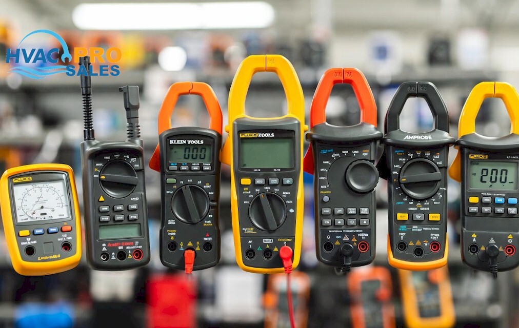 HVAC digital multimeters and clamp meters used for electrical diagnostics
