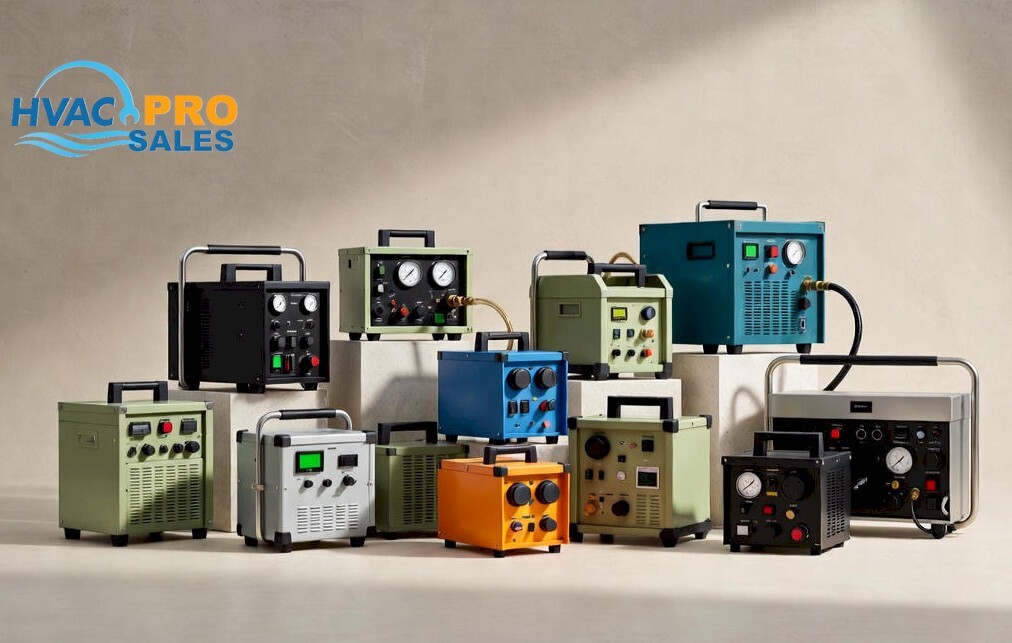 Portable HVAC refrigerant recovery machines for residential and light-commercial service