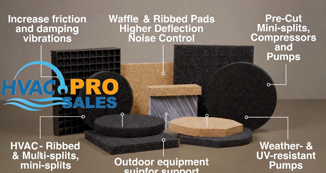 HVAC rubber and cork vibration pads under condensers and air handlers
