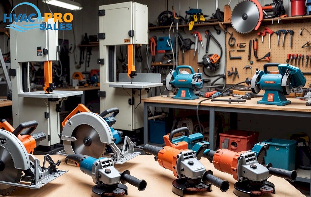 HVAC metal cutting saws and grinders on the jobsite