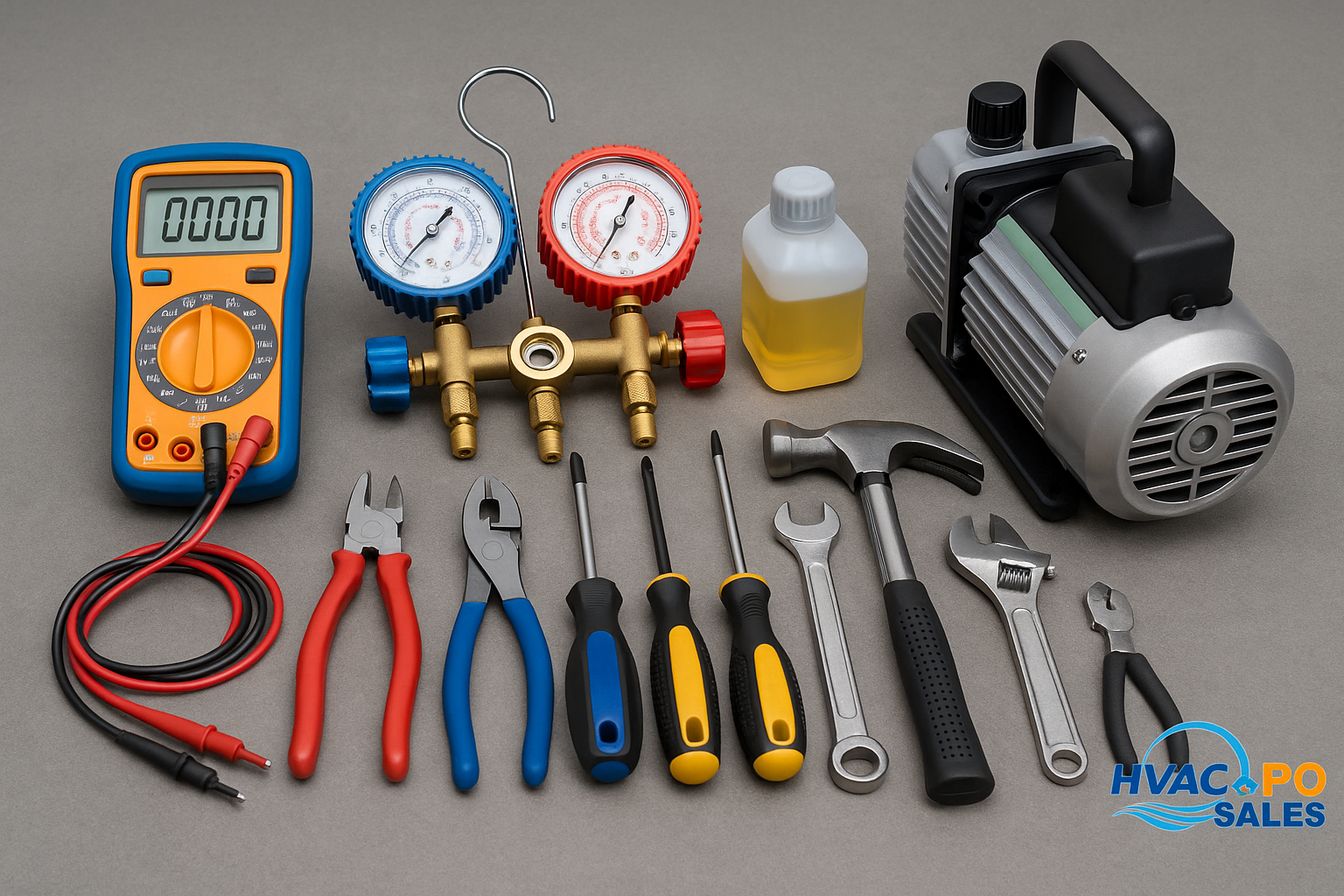 HVAC specialty Diagnostic Tools collection Collection of professional HVAC specialty diagnostic tools including micron gauges and combustion analyzers
