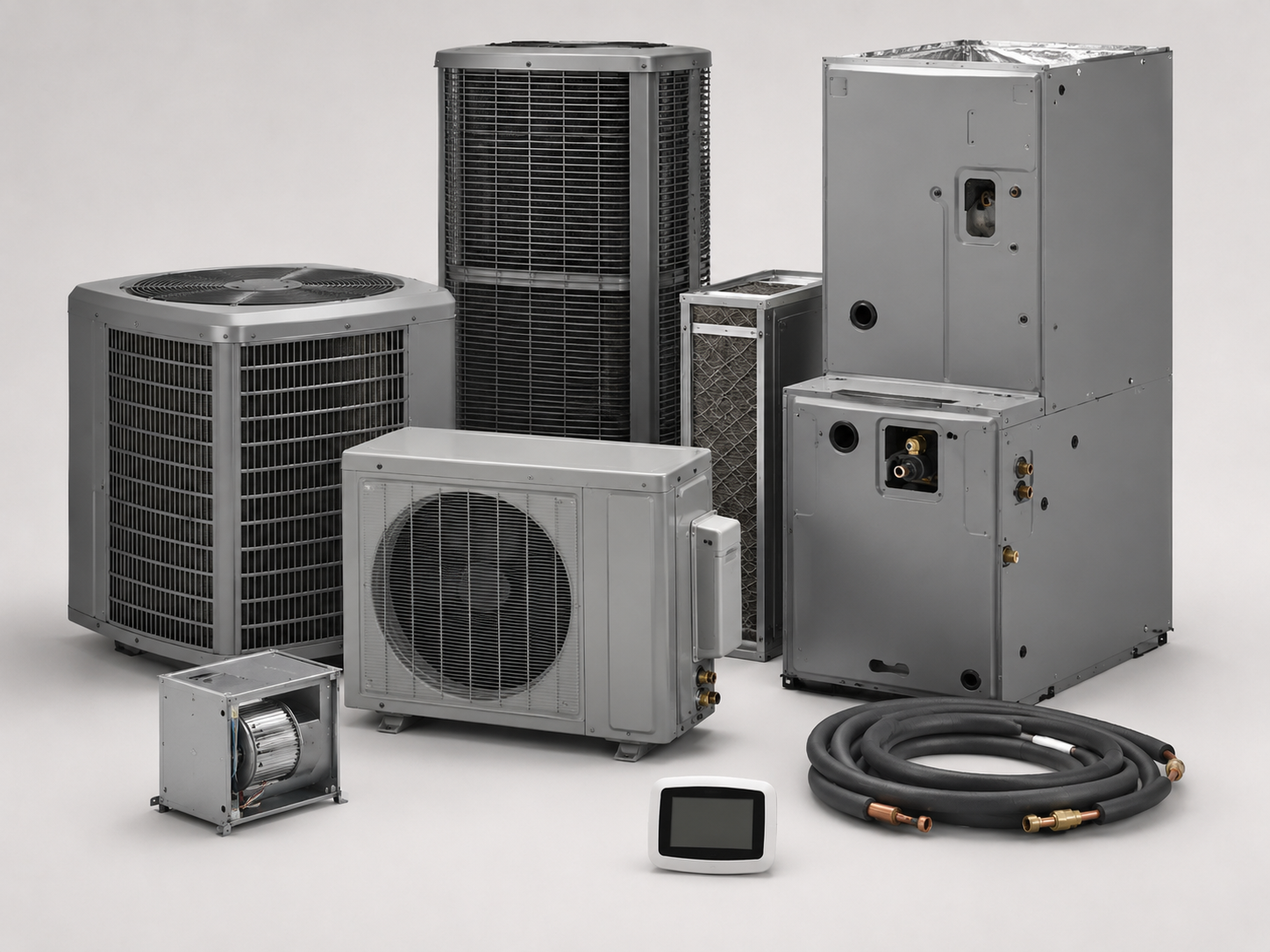 HVAC systems including mini splits, condensers and air handlers