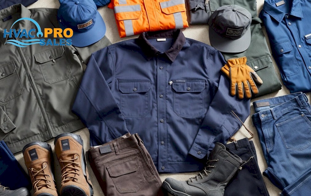 HVAC workwear apparel including shirts, jackets, pants and hi-vis clothing