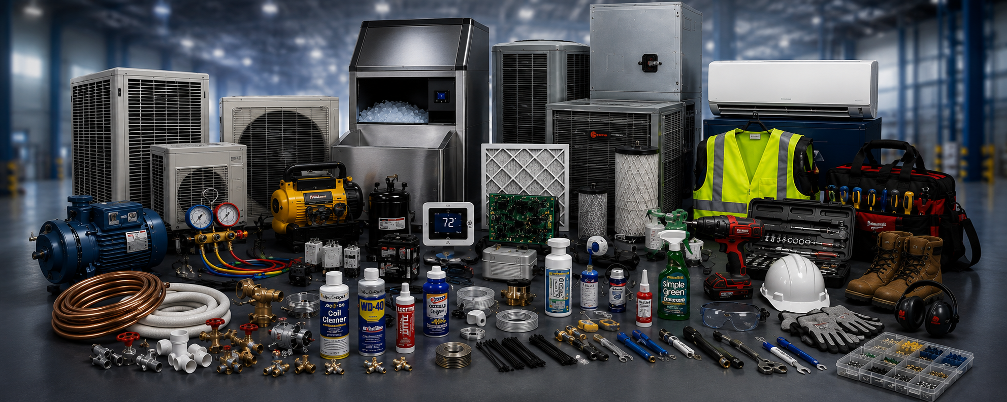 Professional HVAC equipment, commercial ice machines, refrigeration systems, and contractor tools