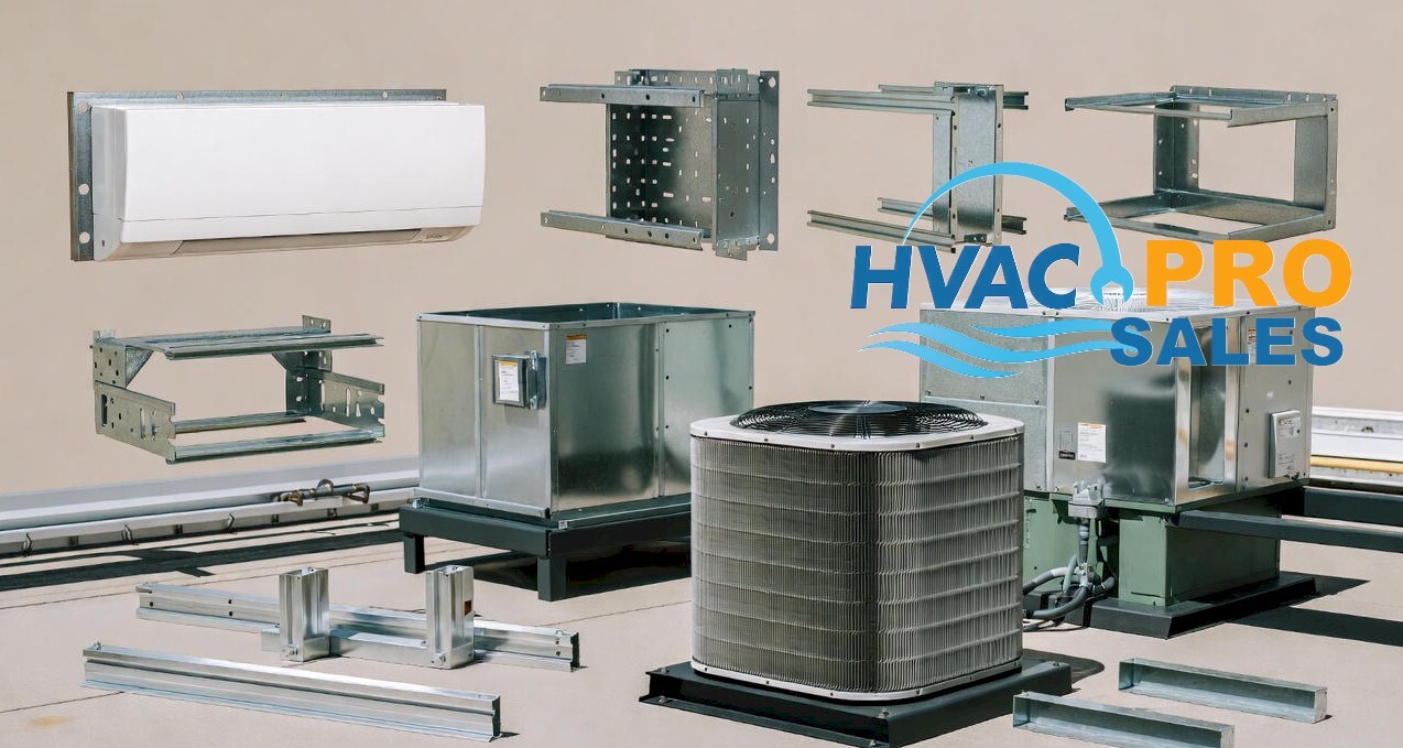HVAC mounting brackets and stands supporting condensers and mini-split units